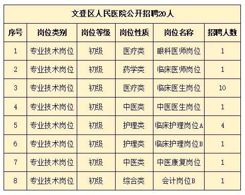 2024年文登區(qū)人民醫(yī)院公開(kāi)招聘 20人！
